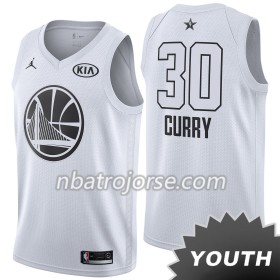 Barn Golden State Warriors Tröja Stephen Curry 30 2018 All Star Jordan Brand Vit Swingman